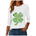 thumbnail image 6 of felwors St Patricks Day Shirt Women 2025 Casual Plus Size 3/4 Sleeve Irish Clover Shirts Funny Saint Patrick's Tunic Tops (White, S), 6 of 8