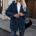 thumbnail image 4 of Enjoytime Fleece Jacket Women Long Sleeve Textured Zip Up Hooded Coat Fall Winter Warm Soft Comfy Casual Mid Length Outerwear, 4 of 7