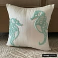 thumbnail image 2 of The HomeCentric White Decorative Pillow Cover Beaded Sea Horse Beach Ocean Theme Nautical Pillow Cover Pillow Cover Pack of 2 14x14 inch (35x35 cm) Silk Pillow Floral Mediterranean Sea-Sea Horse Aqua, 2 of 11