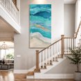 thumbnail image 4 of Canvas Wall Art, Teal Coastal Framed Canvas Prints for Hallway Bedroom, Summer Beach Nautical Abstract Art Oversized Gallery Wrapped Wall Decor for Home Office, Gifts, 24"x48" Ship Next Day, 4 of 9