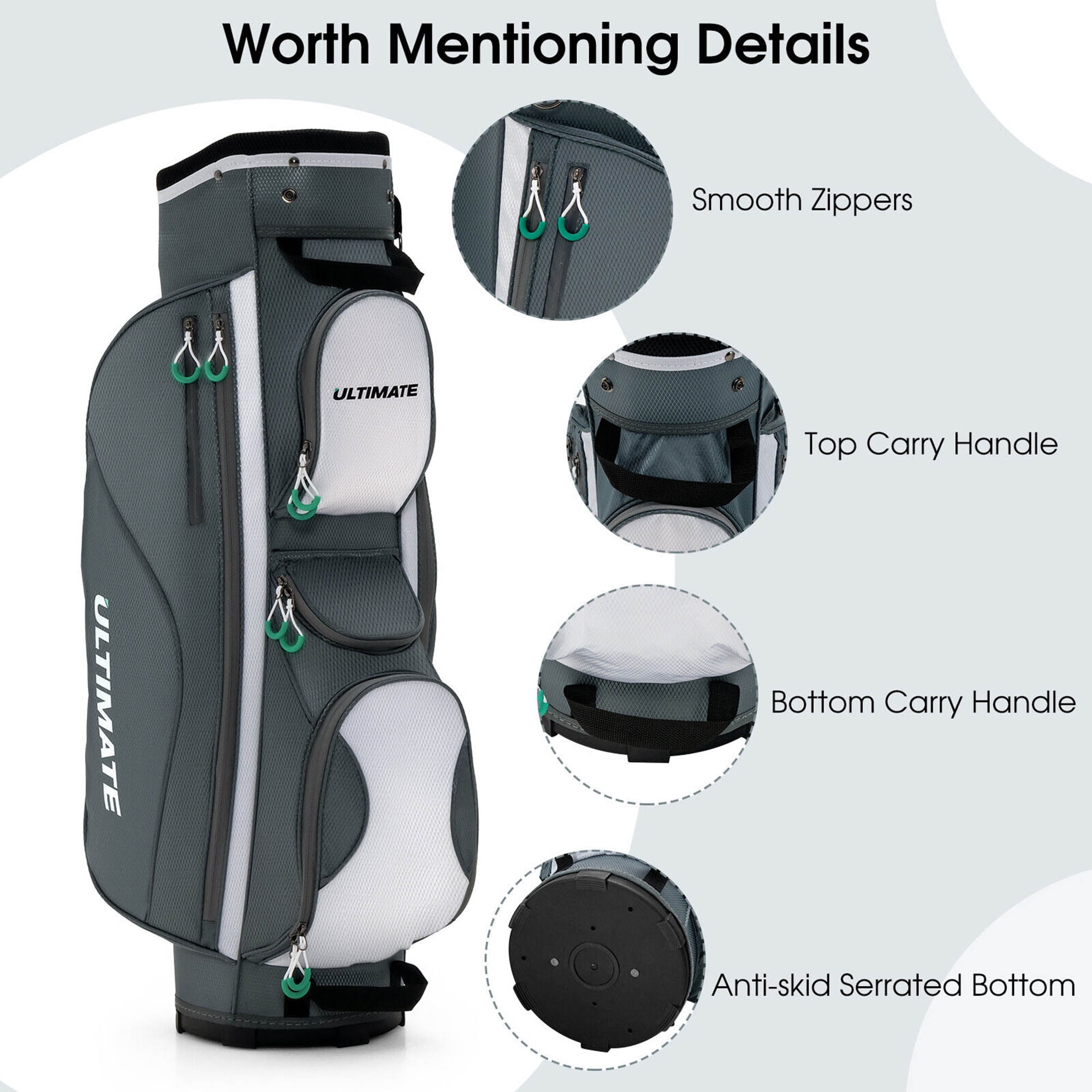 Gymax Lightweight Golf Cart Bag with 14 Club Dividers, Standing
