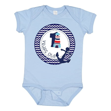 

Inktastic 1 Years Old Nautical Anchor Boy Birthday Boys Baby Bodysuit