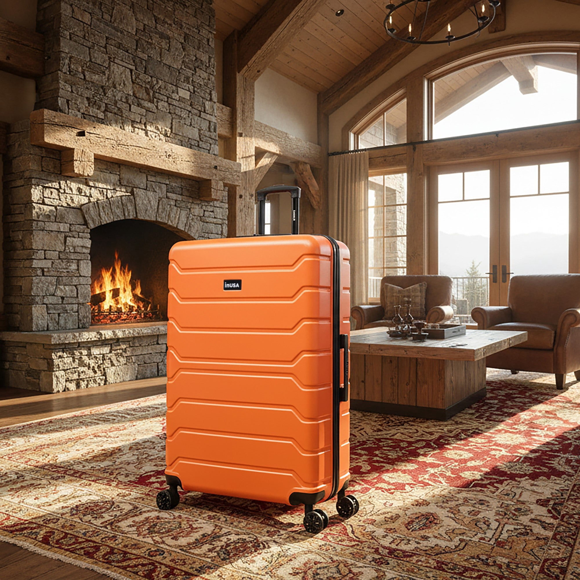 InUSA TREND 32" Extra-Large Hardside Lightweight Luggage with Spinner Wheels, Handle, Trolley, Orange
