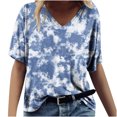 thumbnail image 2 of Fiudx Camisetas para Mujer Blusas y Blusas con Cuello En V de Manga Corta para Mujer, Informales, a La Moda, Primavera y Verano, 2 of 4