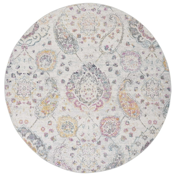 SAFAVIEH Madison Hope Floral Paisley Area Rug, Grey/Gold, 6'7" x 6'7" Round