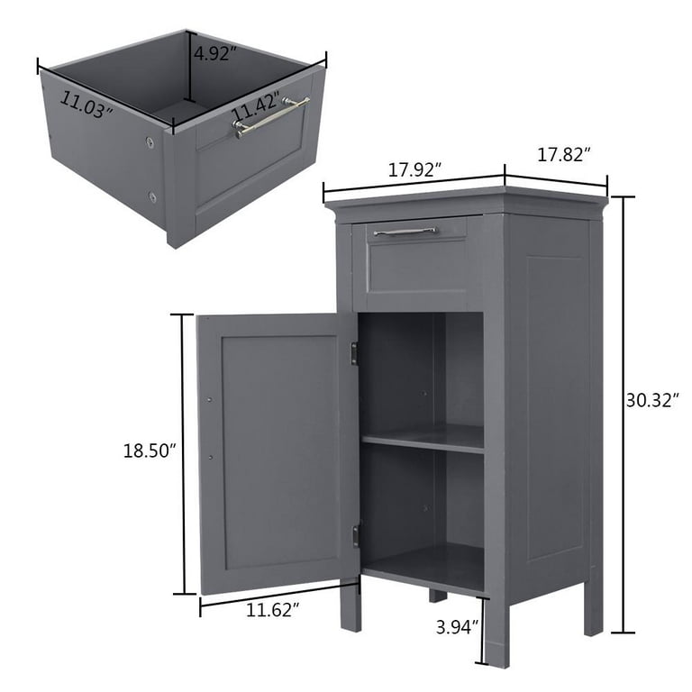 Jonice Bathroom Floor Storage Cabinet, Wooden Free Standing Storage Organizer with 2 Doors & Shelves Winston Porter
