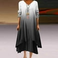 thumbnail image 2 of TAGOLD Womens Summer Dress Clearance,Plus Size Casual Dress for Womens,Women Casual Loose Printed Irregular Buttoned Hem V-Neck 3/4 Sleeve Dresses, 2 of 5