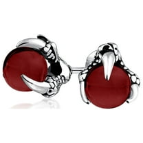 Bling Jewelry Mens Gothic   Dragon Claw Stud Earrings Aqua Blue Ball for Men Silver Tone