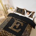 thumbnail image 3 of Catabedysis Leopard Print Twin Duvet Cover,Brown Boho Monogrammed E Design Twin Bedding For Girls,Black Reversible,2pcs,1 Duvet Cover and 1 Pillowcase, 3 of 6