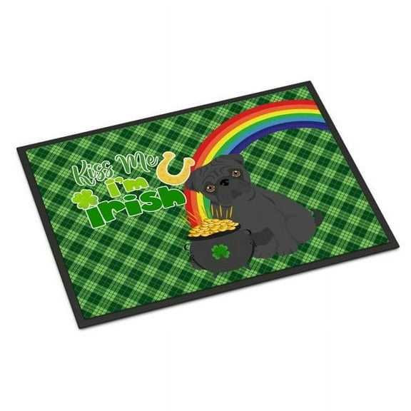 Black Pug St. Patrick's Day Indoor or Outdoor Mat 24x36 36 in x 24 in