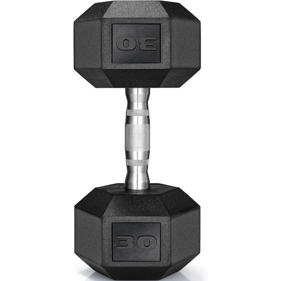 TLGREEN 30-85LB Single Dumbbell Rubber Coated Cast Iron Hex Black Dumbbells, Weights Dumbbells Single