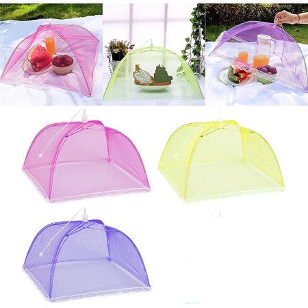 Casewin Food Cover Food Tent  Large Pop-up Mesh Food Cover  3 Pack Colored Screen Tent Patio Bug Net for Outdoors  Parties Picnics  BBQ  Reusable and Collapsible  17 Inches(Random Color)