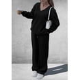 thumbnail image 3 of Conjunto Coordinado PRETTYGARDEN Suéter Cuello en V y Pantalones Palazzo Negro XXL, 3 of 6