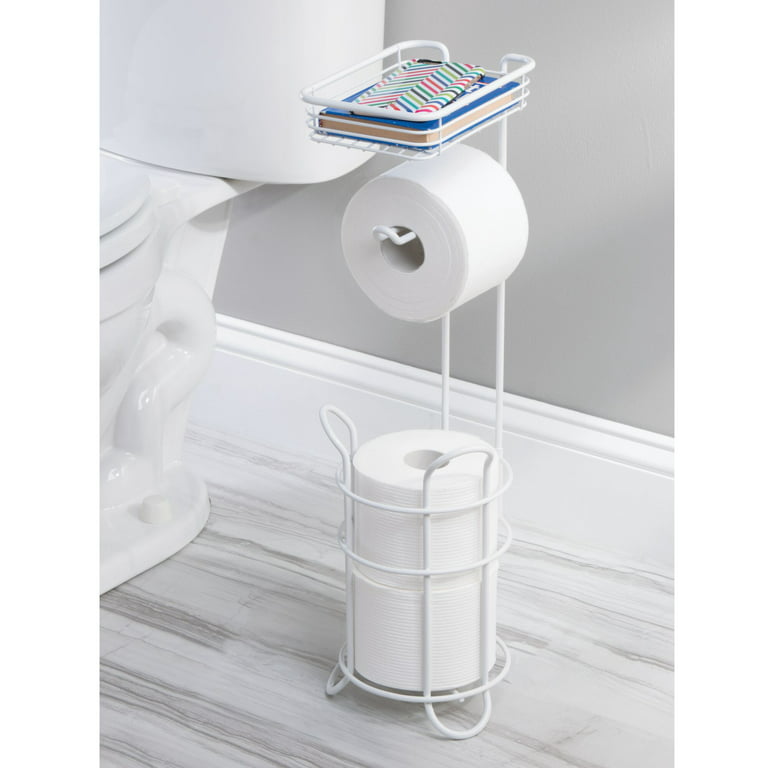 Mdesign Metal Free Standing Toilet Paper Stand/dispenser, Holds