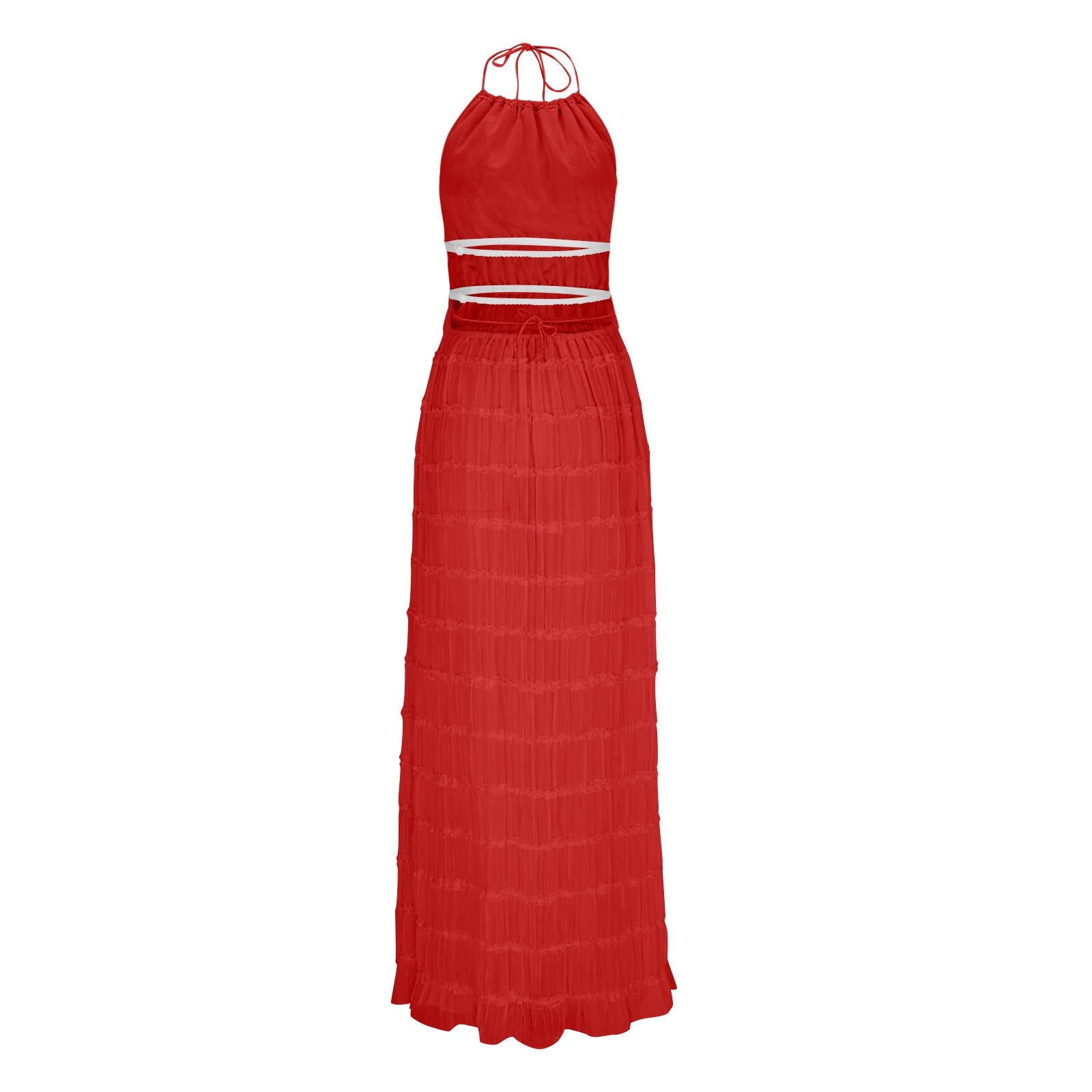 Womens Y2k Skirt Set Backless Lace Halter Crop Top and Long Skirt Sets Beach Cocktail Club Dress Fashion Outfit