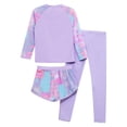 thumbnail image 2 of Yruioon Kids Girls 3pcs Rash Guard Bathing Suit Long Sleeve Printed Beach Surfing Swimsuit Purple 6XL, 2 of 7