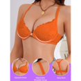 thumbnail image 5 of Gymayou Front Closure Lace Bra For Women Underwire T Back Racerback Bra with Adjustable Strap Orange 80D, 5 of 5