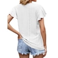 thumbnail image 5 of Xuanfei Women V Neck Cutout Pattern Ruffle Sleeve Shirring Detail Top, 5 of 7