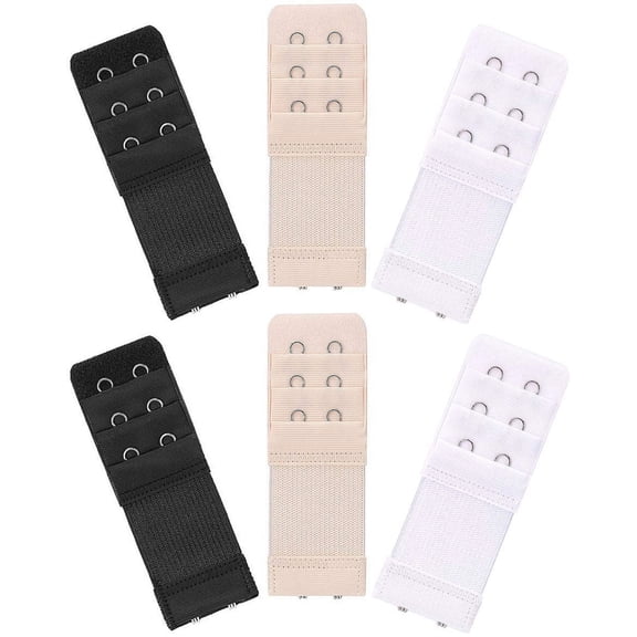 6 Pieces Women's Soft Comfortable Elastic Bra Extenders Bra Extension Strap 2 Hook 3 Row Lady's Bra Extender Bra Band
