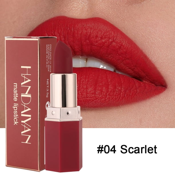 Handaiyan-lápiz labial de terciopelo resistente al agua, 6 colores, Sexy, pigmentos rojos y marrones, maquillaje profesional de larga duración