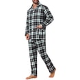 thumbnail image 4 of INSPIRAR CHIC Conjunto de Pijamas de Dos Piezas de Manga Larga con Botones Casual a Cuadros en Negro y Verde Talla S, 4 of 5