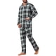 thumbnail image 4 of INSPIRAR CHIC Conjunto de Pijamas de Dos Piezas de Manga Larga con Botones Casual a Cuadros en Negro y Verde Talla S, 4 of 5