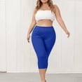thumbnail image 5 of Women's Plus Size Capri Leggings High Waist Stretchy Workout Yoga Pants Casual Breathable Athletic Capri Trousers 2026 Blue XXXL, 5 of 7