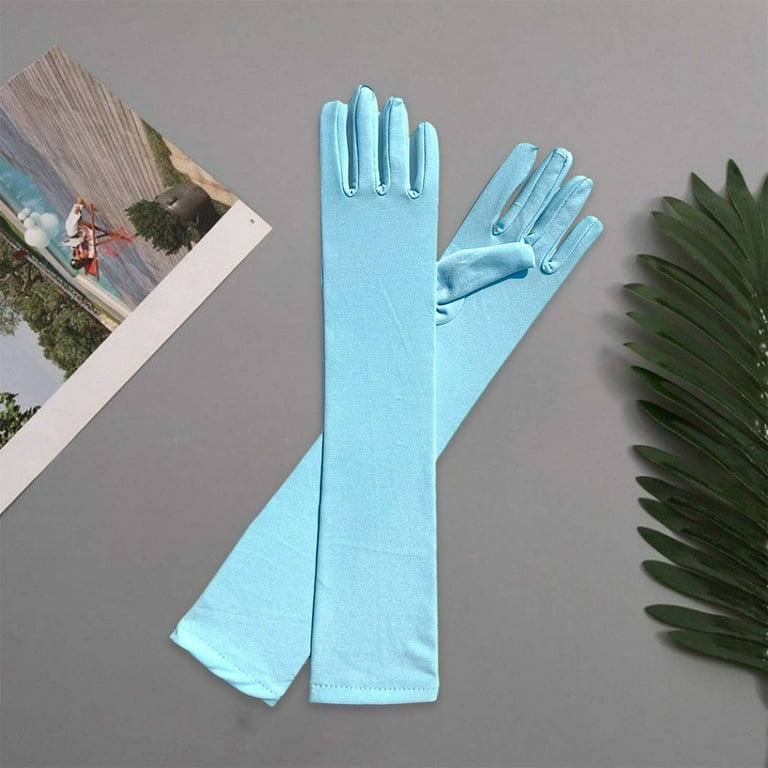 1pair Long Opera Satin Gloves For Women, Black Elbow Length Gloves Bridal Fancy Dress Gloves Wedding Evening Party Opera Glovesblack