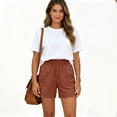 thumbnail image 5 of Resicozy Linen Shorts for Women Casual Summer High Waisted Wide Leg Lounge Beach Vacation Shorts with Pockets Vermilion XL, 5 of 5