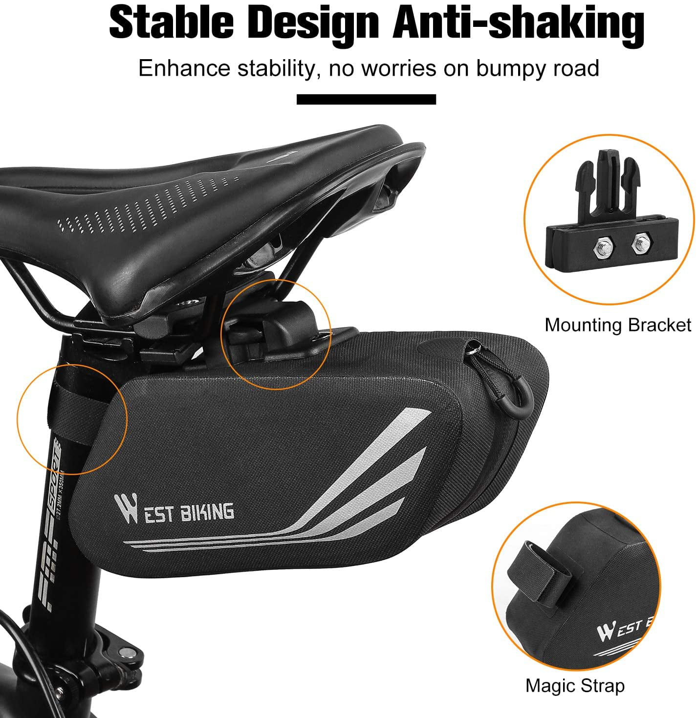 IPX4 Adult Saddle Bag 2 Colours Ultra Comfortable ICOCOPRO Bicycle Double Bag Side Bag Black, Grey Waterproof Unisex Double Bag Pannier Bag