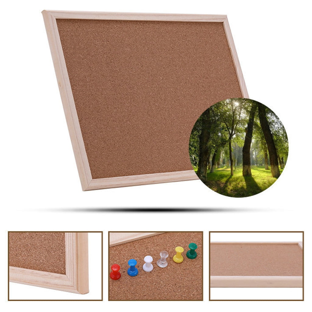 JZROCKER Wood Frame Cork Board Cork Notice Board Decorative Pin Board Cork Bulletin Board Memo Board for Kitchen Classroom Office
