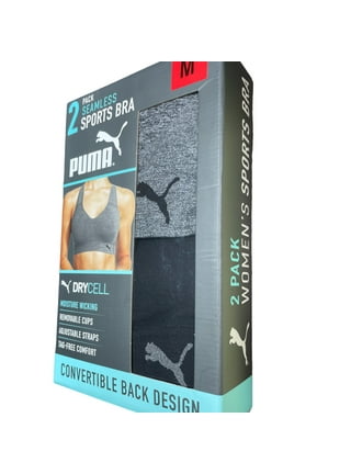 PUMA Performance Women's Seamless Sports Bra 2 Pack Convertible  (White/Purple, XL)