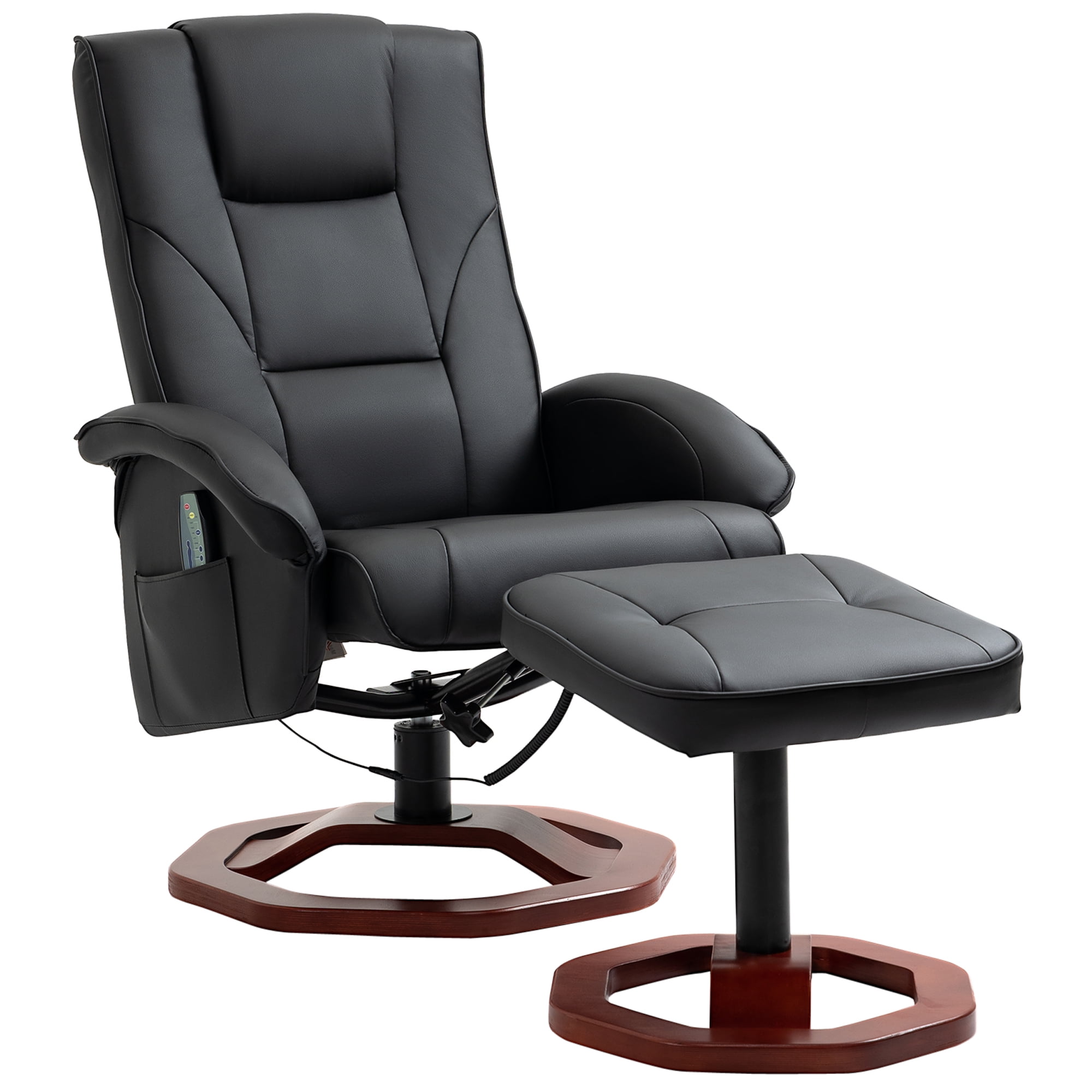 Massage Recliner Chair with Ottoman, Electric Faux Leather