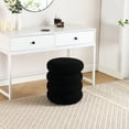 thumbnail image 5 of Zesthouse 16" Wide Boucle Round Pouf Ottoman with Storage, Sherpa Fabric Vanity Stool, Modern Upholstered Footrest Stool for Makeup Room Living Room Bedroom, Black, 5 of 9