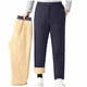 thumbnail image 2 of Pantalones largos para hombre, de color liso, de felpa gruesa, cálidos, con cintura elástica, informales, largos, de poliéster., 2 of 9