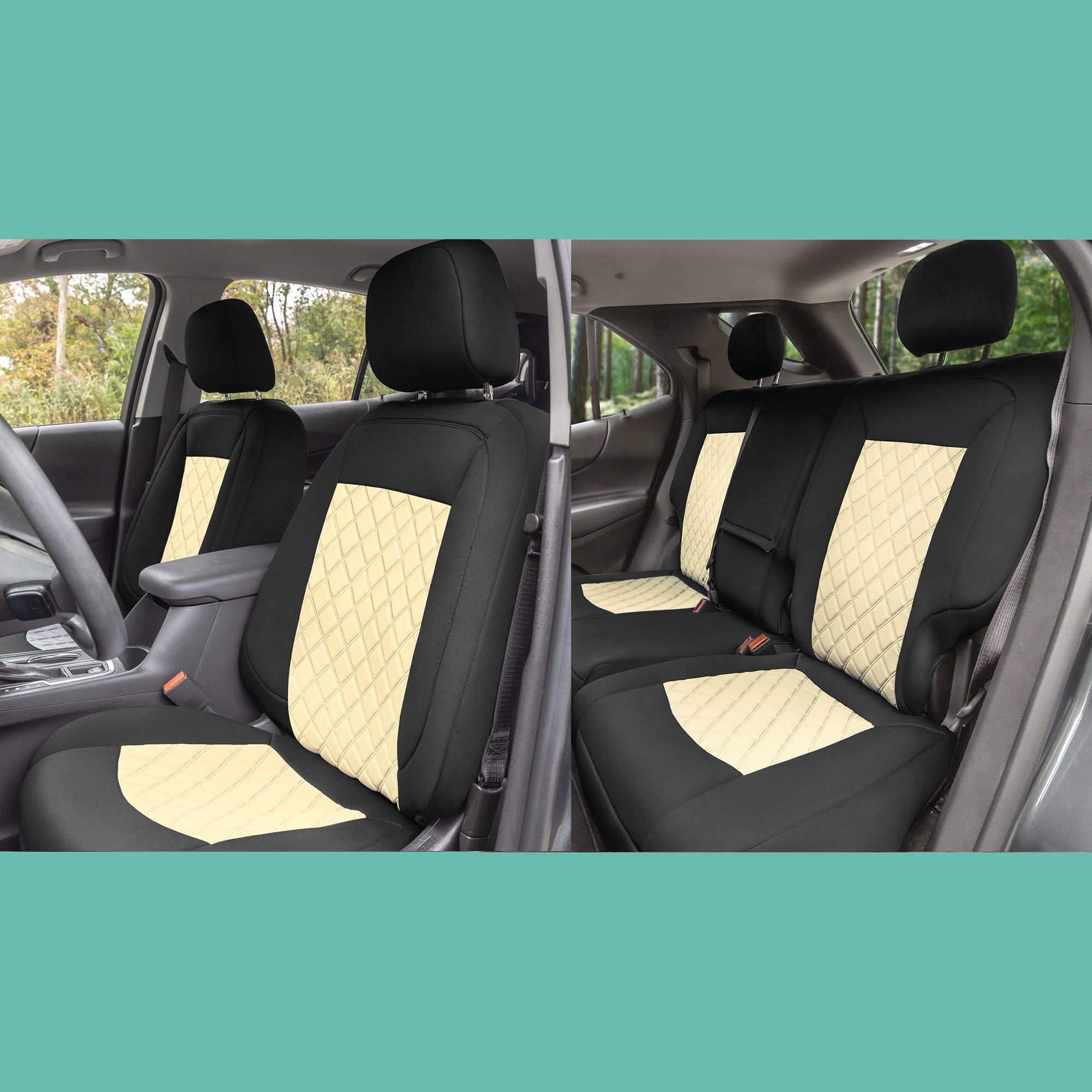For Chevrolet Equinox 2018-2023 FH Group Neoprene Waterproof Custom Fit Car Seat Covers - Beige Full Set
