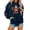 Blue, variant on Womens Hoodies Highland Cattle Print Long Sleeve Hooded Sweatshirts Cute Long Sleeve Loose Pullover Tops Winter Y2k Clothes
