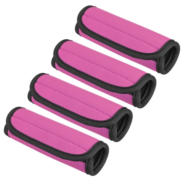 Unique Bargains Luggage Handle Wrap, 4 Pack Neoprene Handbag Grip Cover Protector Identifier with Hook and Loop, Pink
