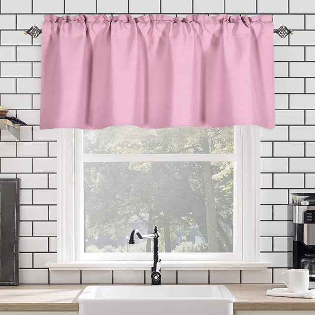 CHUANK Valance Curtain for Kitchen Black Out Window Curtains for Living Dining Room Window Valance 57×18Inches