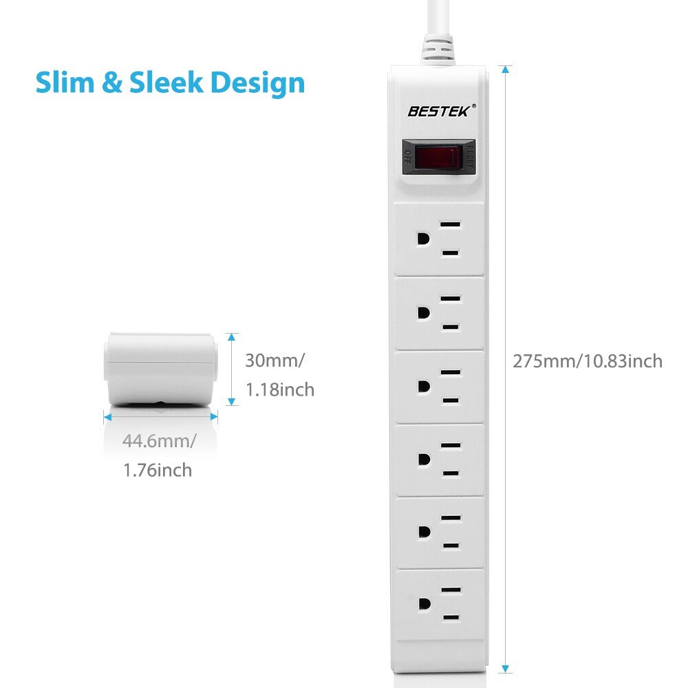 BESTEK 6-Outlet Surge Protector Power Strip with 6-Foot Cord photo 6