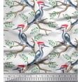 thumbnail image 1 of Soimoi White Rayon Fabric Leaves & Woodpecker Bird Printed Craft Fabric by the Yard 42 Inch Wide, 1 of 3