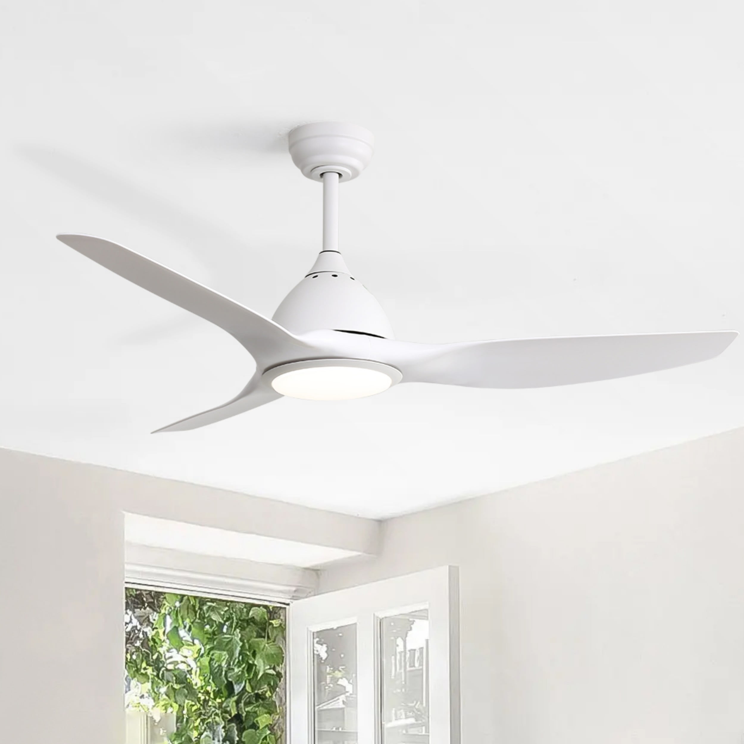 Sofucor 52 Inch Ceiling Fans with Lights, 3 Blade Ceiling Fan with Dimmable Memory LED, High 7000CFM 6-Speed 3-Timer Reversible DC Motor, White
