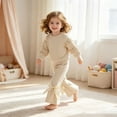 thumbnail image 5 of XAOFW Baby Girl Outfits Pleated Long Sleeve Crewneck Tops And Bowknot Pants Toddler Kids Autumn Cute Clothes Sets 12-18 Months, 5 of 5