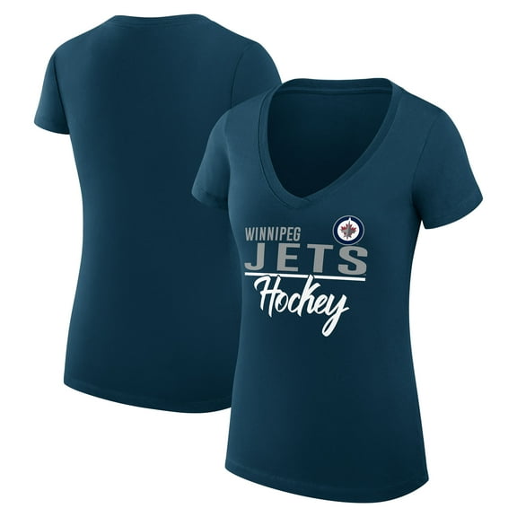Women's G-III 4Her by Carl Banks Navy Winnipeg Jets Super-Slim Fit Lightweight Graphic T-Shirt