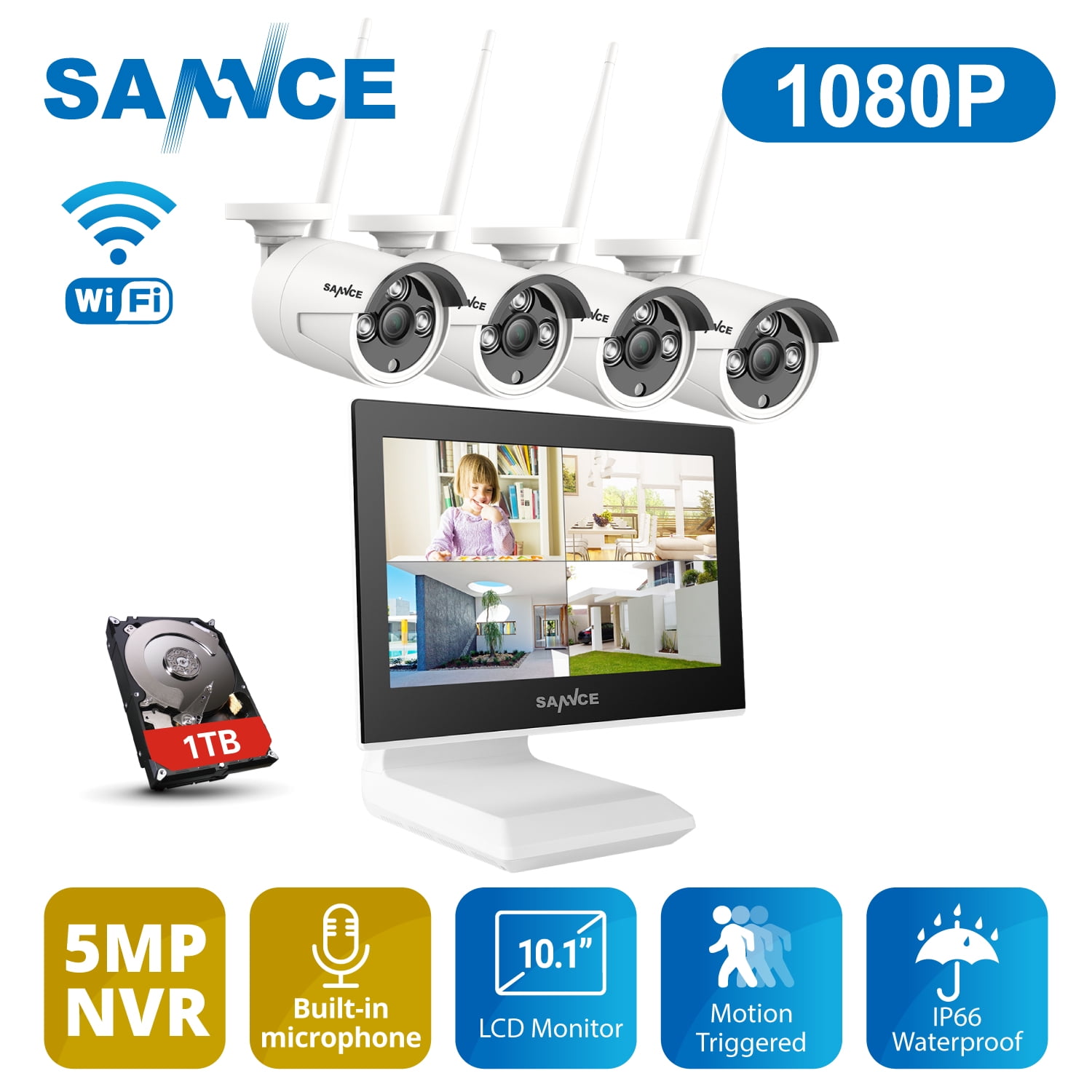 Home Wall Video Monitor 12.5'' Inch Screen For Surveillance HD LCD Display 
