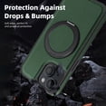 thumbnail image 6 of Allytechgroup Magnetic Case for iPhone 14, Built-in Invisible 360° Rotatable Kickstand, Compatible with MagSafe, PU Leather Slim Shockproof Protective Phone Case Cover, Darkgreen, 6 of 7
