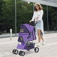 thumbnail image 6 of ZENSTYLE 4 Wheels Pet Stroller Foldable Carrier Strolling Cart for Cat Dog w/ Storage Basket Purple, 6 of 8