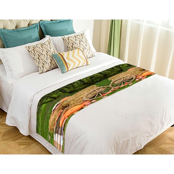 EREHome Autumn pumkin thanks giving day Bed Runner Bed Scarf Bed Decor 20x95 inch