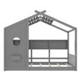 thumbnail image 4 of Bellemave Floor House Bed with Storage Shelf, Wood Twin Size Montessori Bed with Fence, Playhouse Beds Frame Can be Decorated, No Box Spring Needed（Gray), 4 of 8