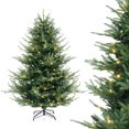 thumbnail image 1 of Costway 6 FT Artificial Xmas Tree with 778 PVC PE Branch Tips 240 Warm White LED Lights, 1 of 10